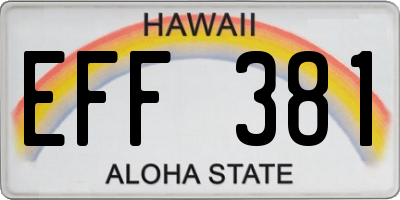 HI license plate EFF381