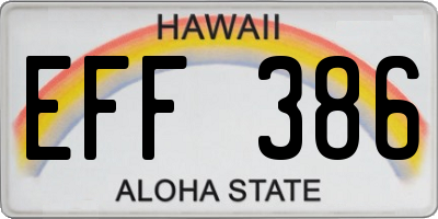 HI license plate EFF386