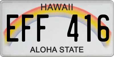 HI license plate EFF416