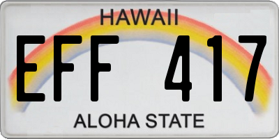HI license plate EFF417