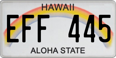HI license plate EFF445