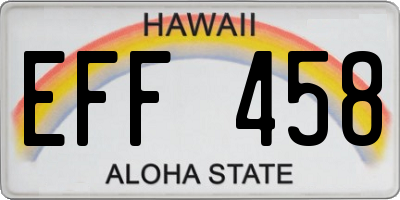 HI license plate EFF458