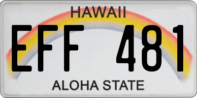 HI license plate EFF481