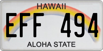HI license plate EFF494