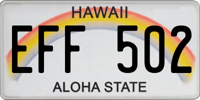 HI license plate EFF502