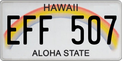 HI license plate EFF507