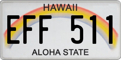 HI license plate EFF511