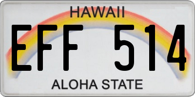 HI license plate EFF514