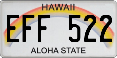 HI license plate EFF522
