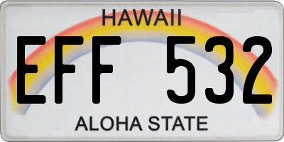 HI license plate EFF532