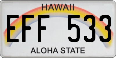 HI license plate EFF533