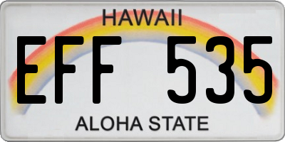 HI license plate EFF535