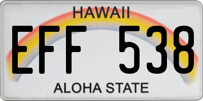 HI license plate EFF538