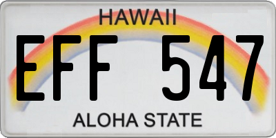 HI license plate EFF547