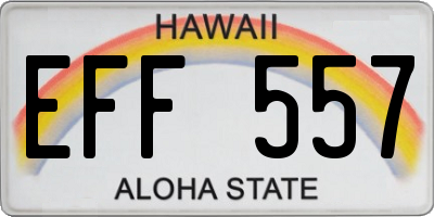 HI license plate EFF557