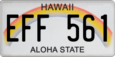 HI license plate EFF561