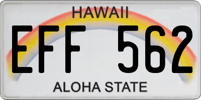 HI license plate EFF562