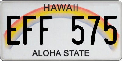 HI license plate EFF575