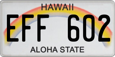 HI license plate EFF602