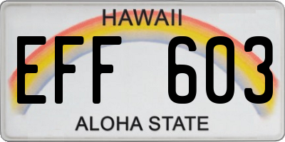 HI license plate EFF603