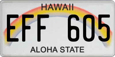 HI license plate EFF605