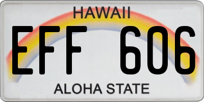 HI license plate EFF606