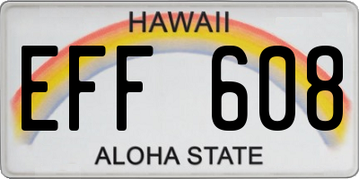 HI license plate EFF608