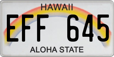 HI license plate EFF645