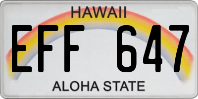 HI license plate EFF647