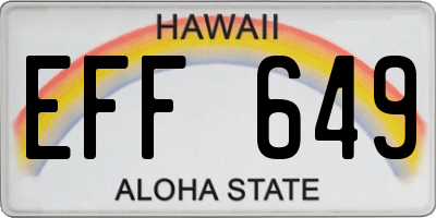HI license plate EFF649