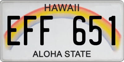 HI license plate EFF651