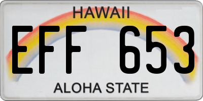HI license plate EFF653