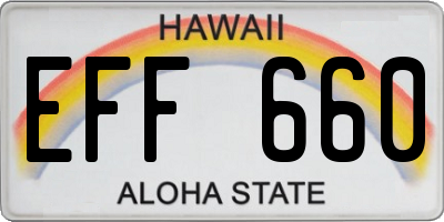 HI license plate EFF660
