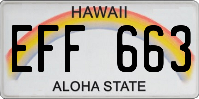 HI license plate EFF663