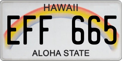 HI license plate EFF665
