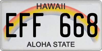 HI license plate EFF668