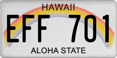 HI license plate EFF701