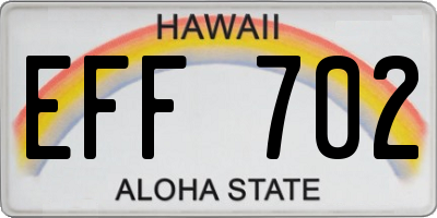 HI license plate EFF702
