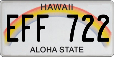 HI license plate EFF722