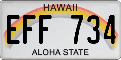 HI license plate EFF734