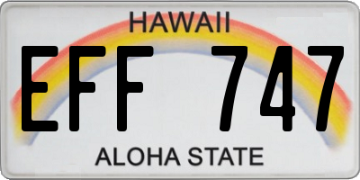 HI license plate EFF747