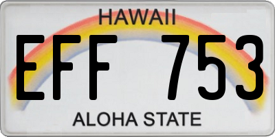 HI license plate EFF753