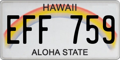HI license plate EFF759