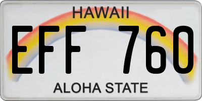 HI license plate EFF760