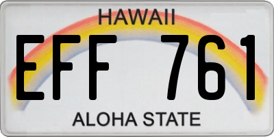 HI license plate EFF761