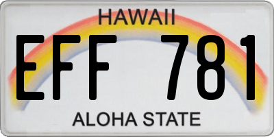 HI license plate EFF781