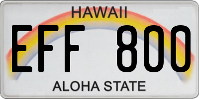 HI license plate EFF800