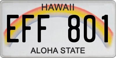 HI license plate EFF801