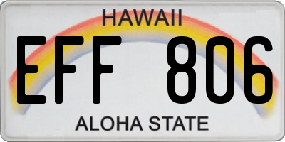 HI license plate EFF806