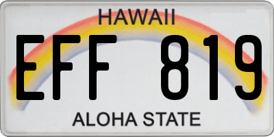 HI license plate EFF819